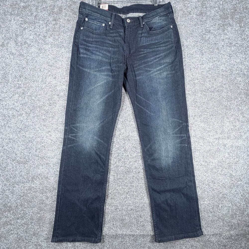 Levis 514 Straight Motion Stretch Jeans Mens 36x32 Blue Denim Cotton Dark Wash